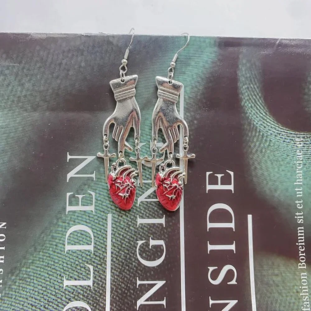 Gothic anatomical heart earrings